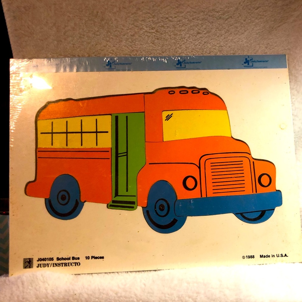Vintage wood board inlay school bud children’s puzzle